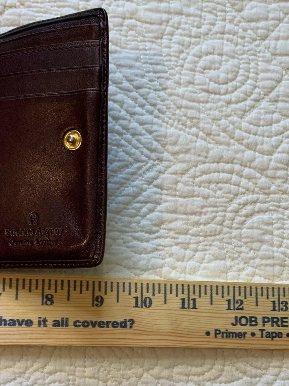 Vintage Etienne Aigner Smooth Leather Compact Trifold Wallet with Gold Logo
